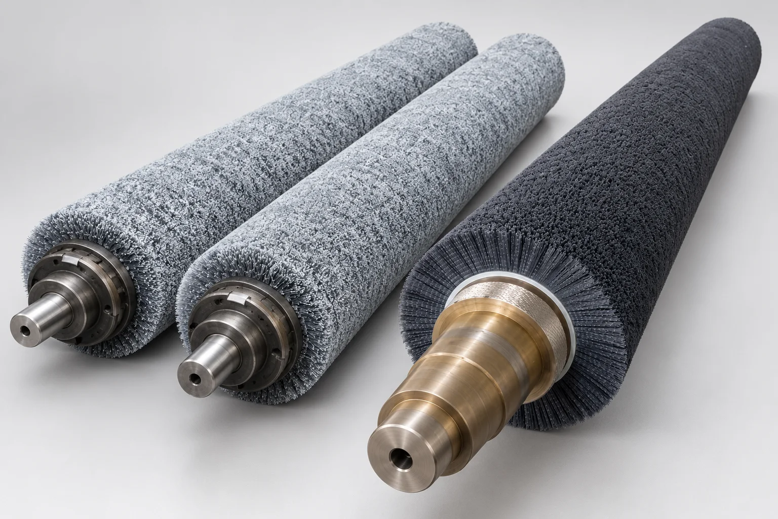 One-piece long abrasive brush roller made to drawing