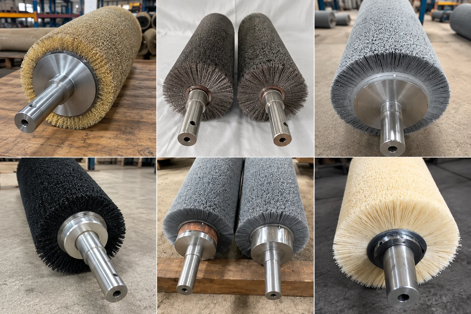 Examples of custom abrasive filament brush roller constructions