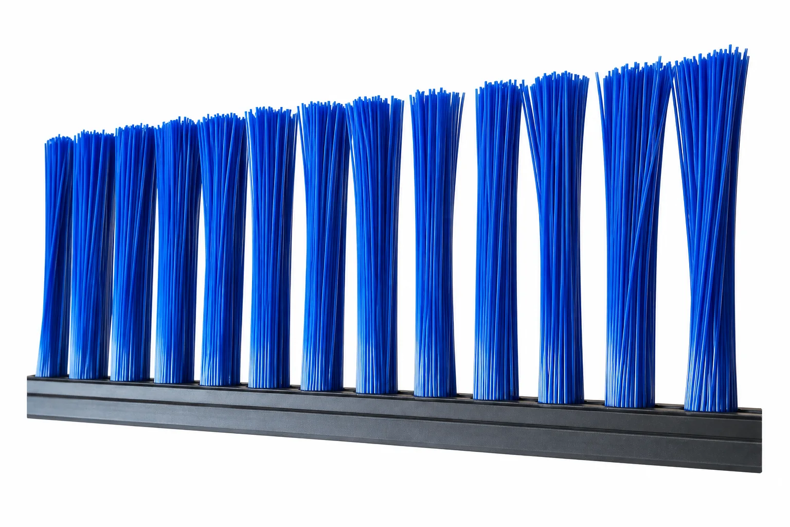 Extruded-profile airport runway brush cassette with blue polypropylene fill