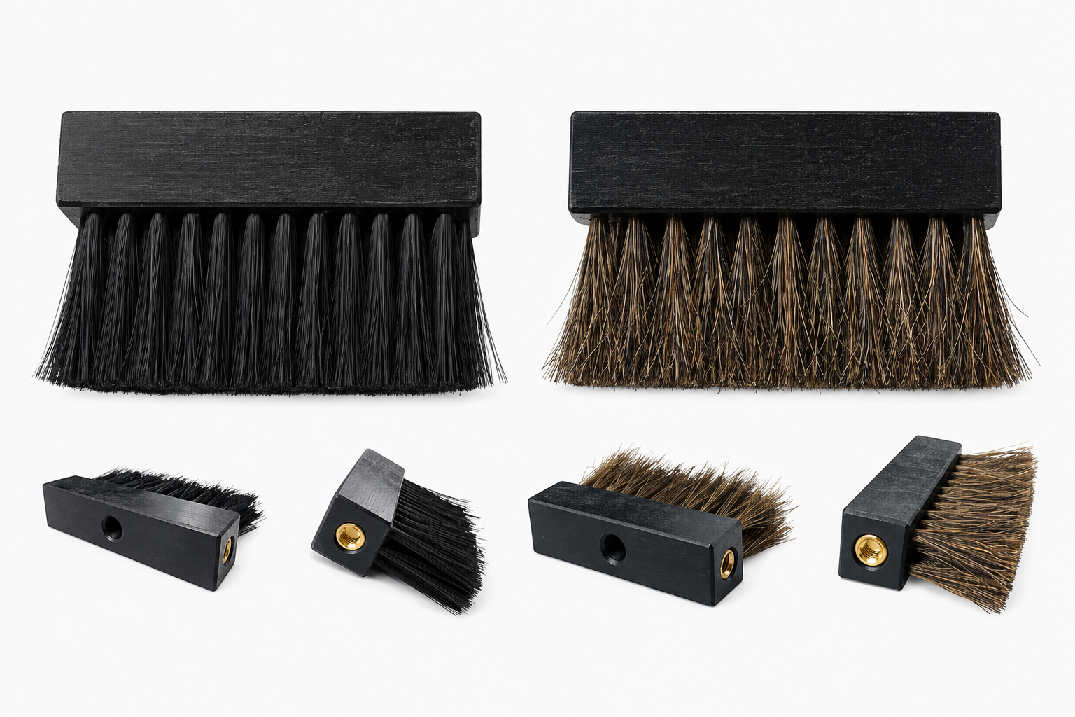 Flat chain lubrication brushes with end and side-feed connections