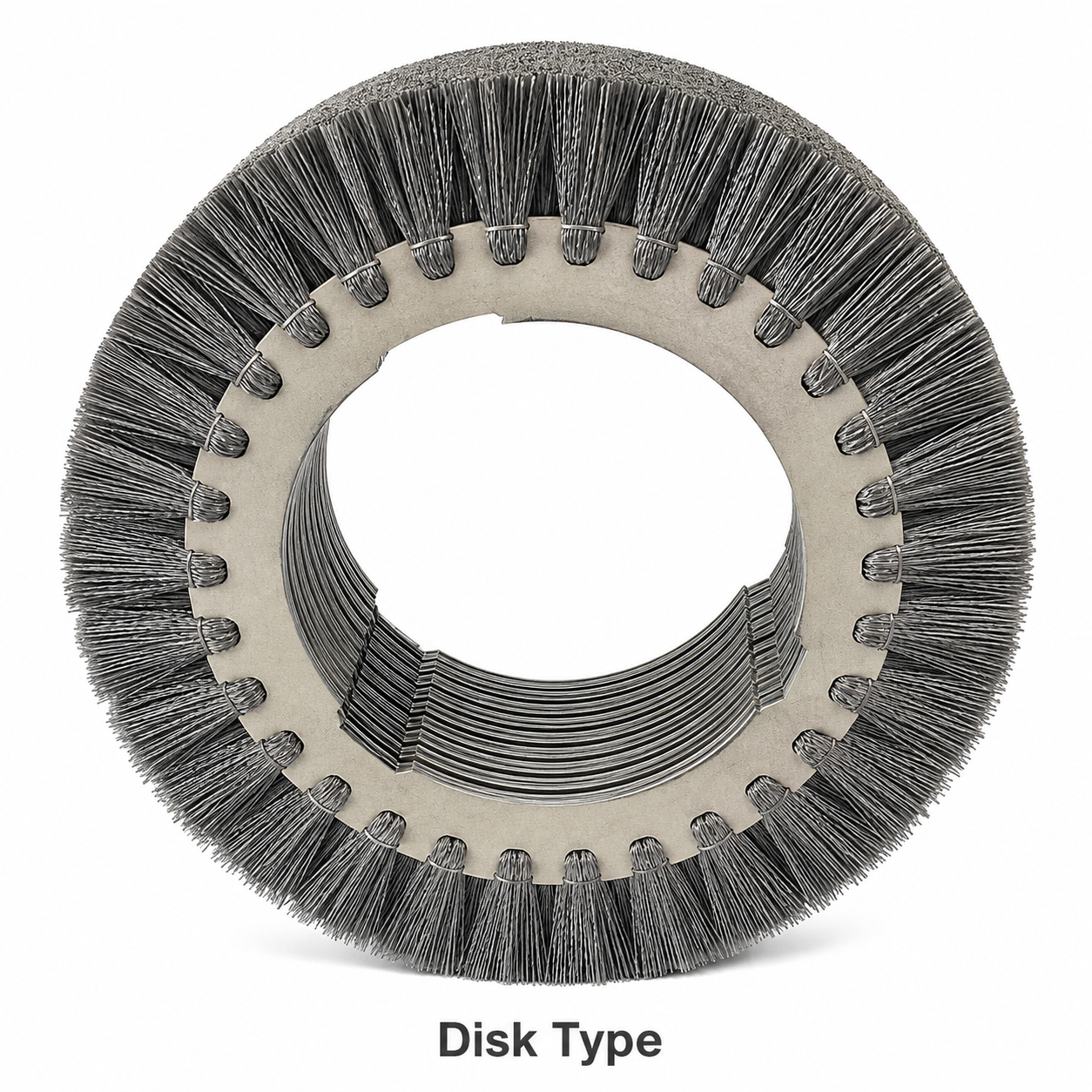 Custom disc-type brush roll with replacement brush discs