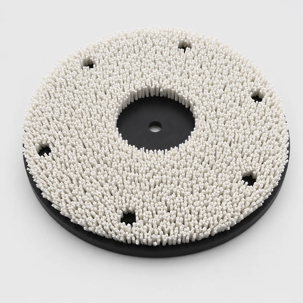 Concentric-ring polishing disc brush with synthetic leather working face
