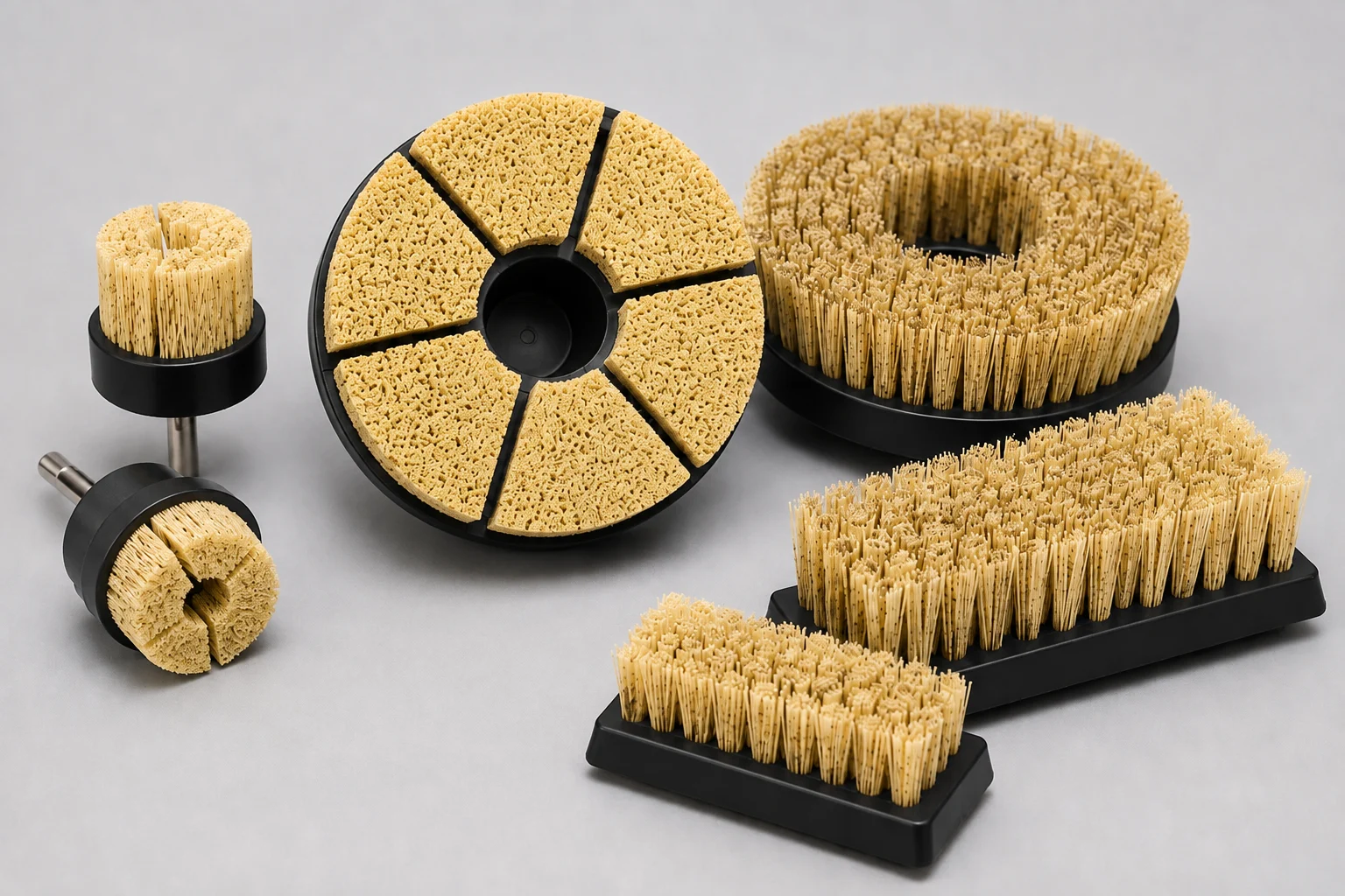 Disc brush with diamond abrasive filament for hard material finishing