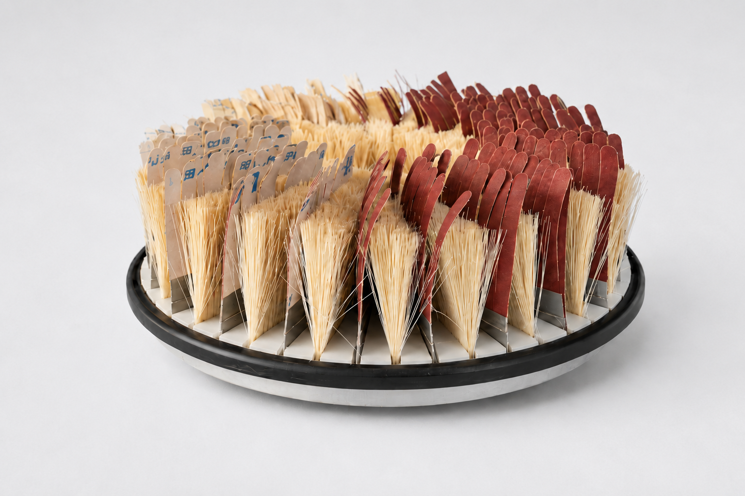 Disc brush with Tampico fiber mixed with abrasive paper flaps for woodworking finishing
