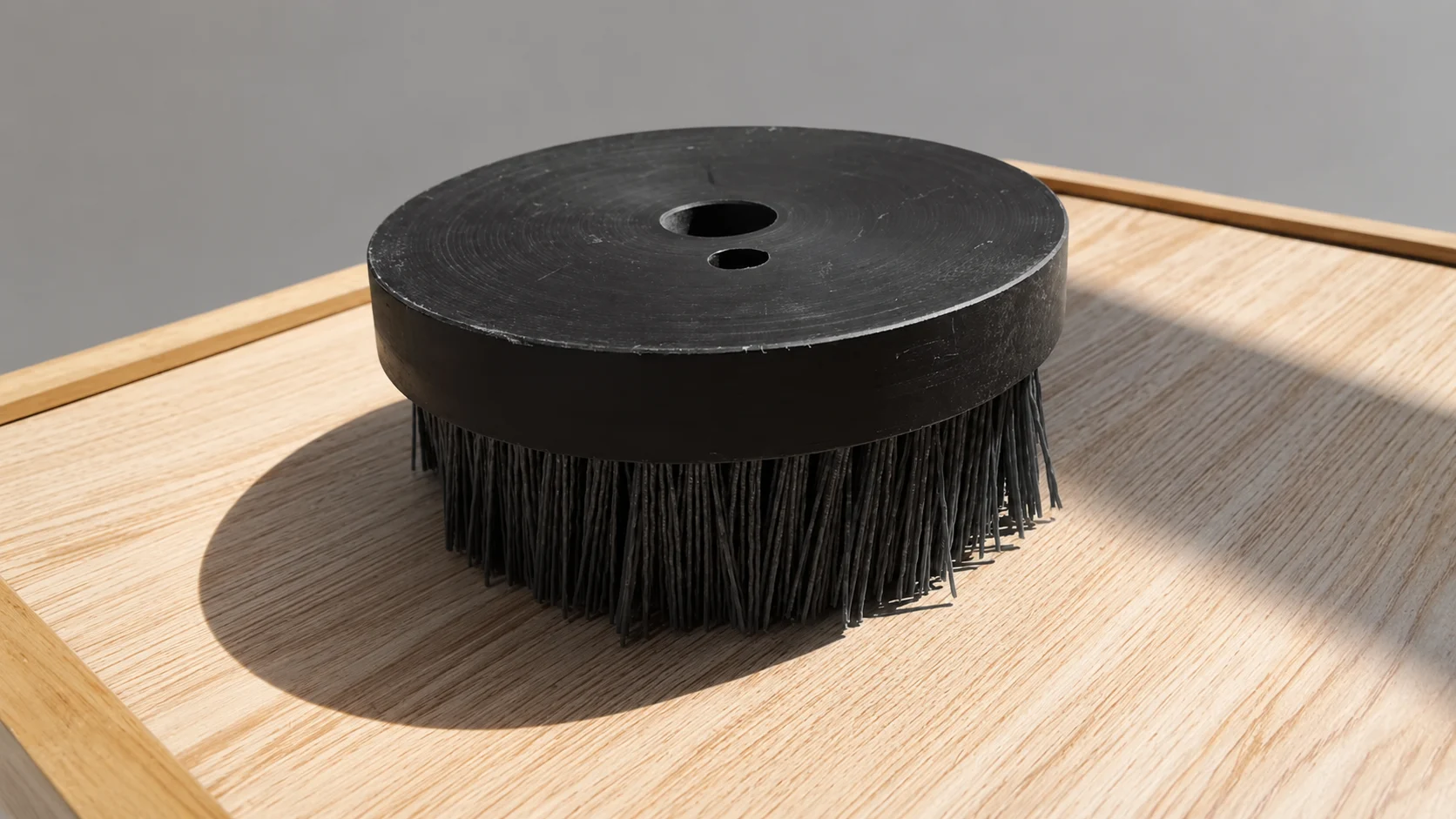 Custom hub-mounted disc brush with machine-specific bore detail