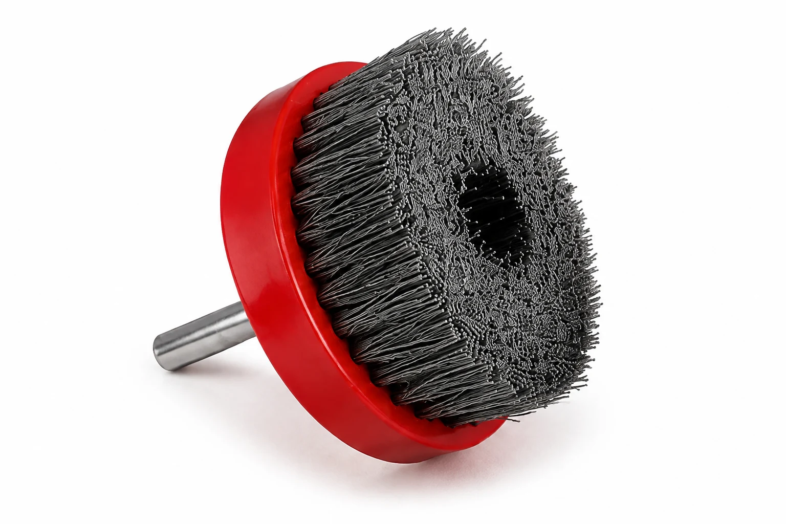Abrasive nylon end brush for controlled deburring and finishing