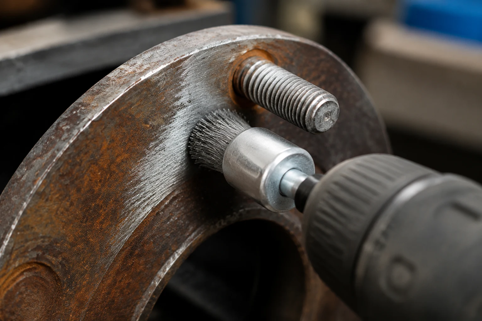 Stainless wire end brush for confined-area cleaning