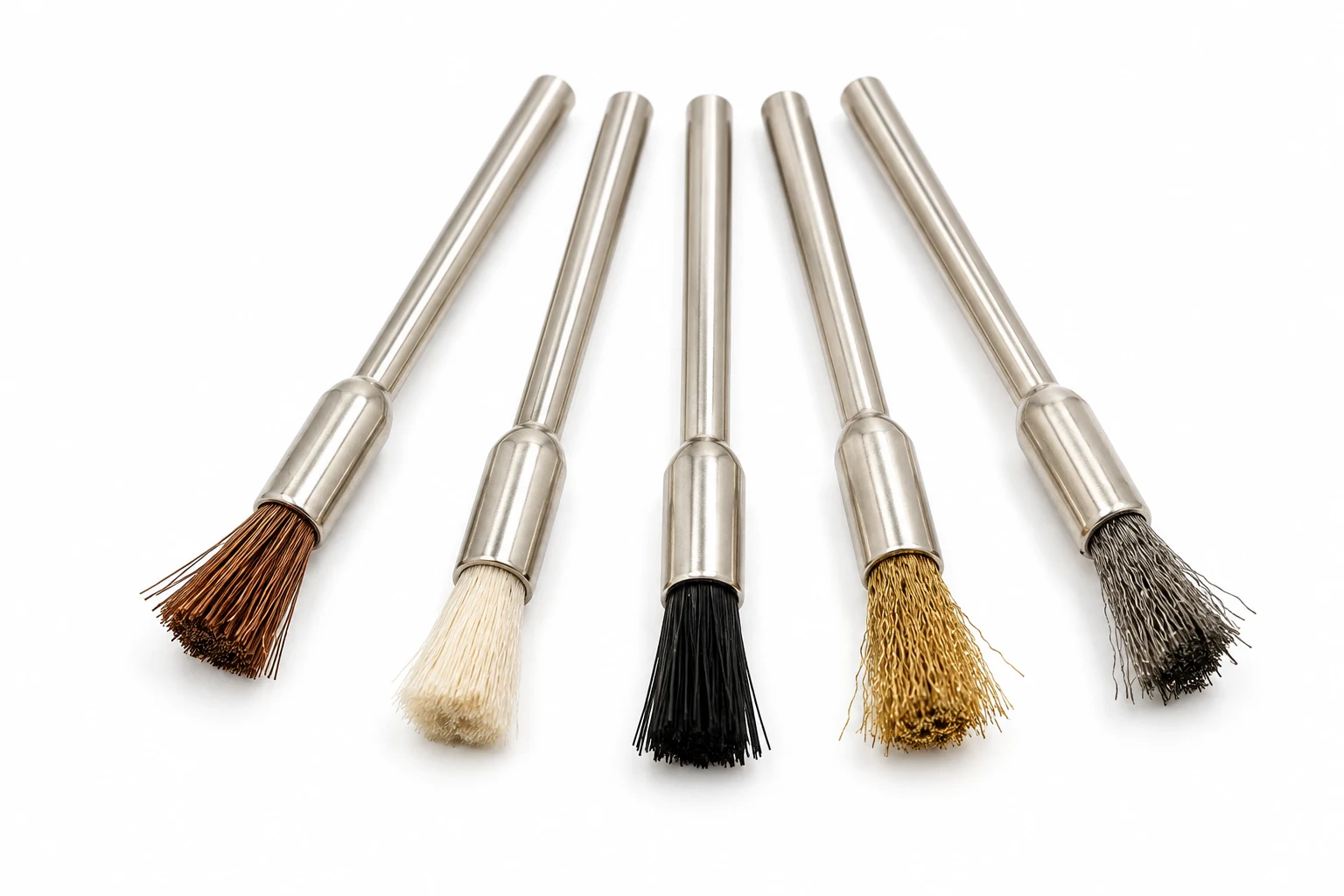 End brush mounted by its shank showing the axial working face