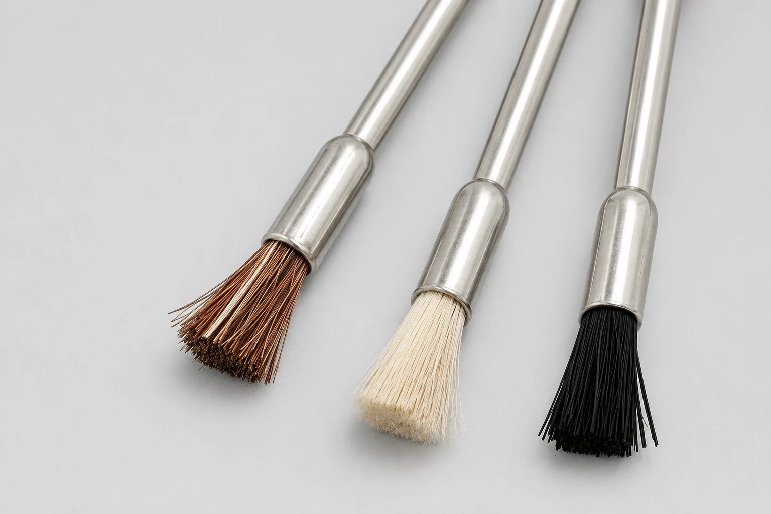 Straight wire end brush with individual uncrimped wires