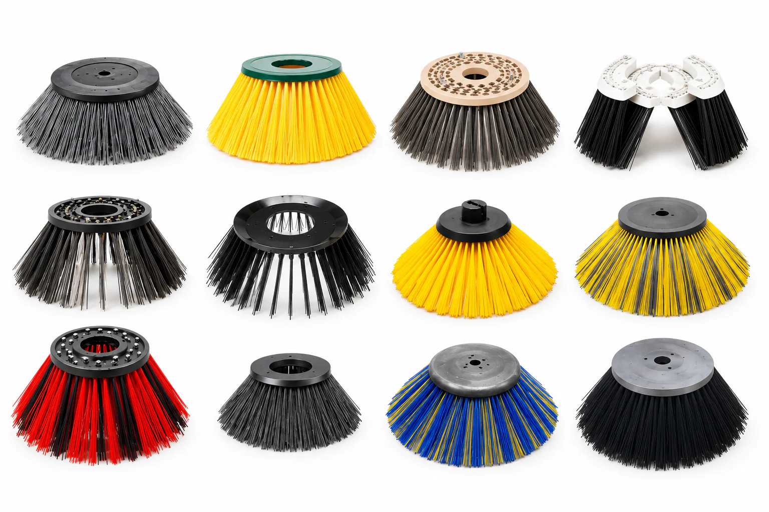 Whole round-top and segmented gutter broom constructions