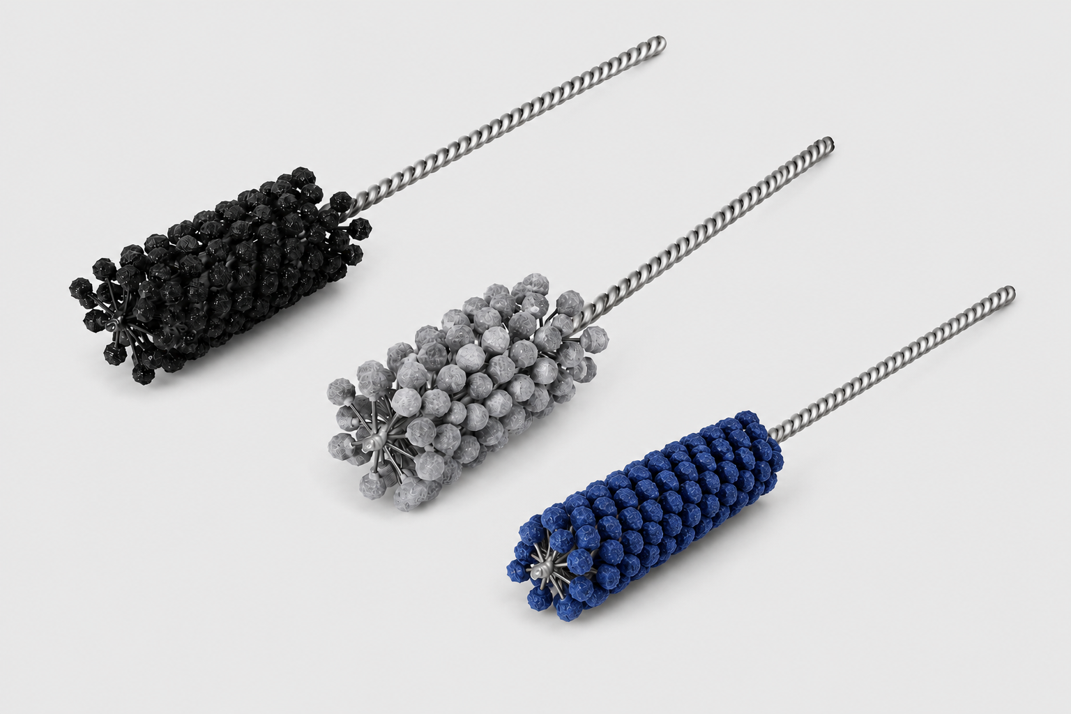 Silicon carbide and aluminum oxide abrasive honing brush options