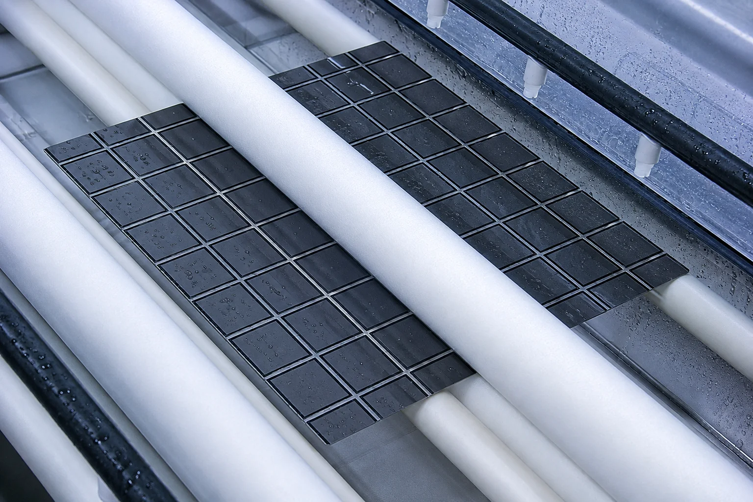 PVA sponge roller on a PCB cleaning line