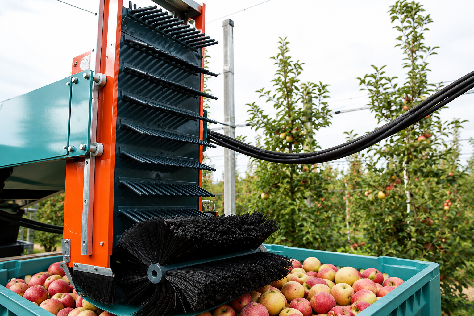 Custom belt brush for gentle crop handling in harvesting equipment