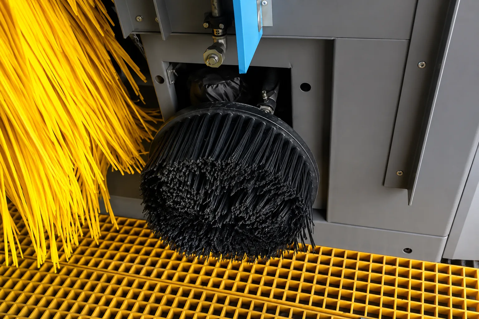 Custom compact wheel and tire brush for automatic car wash equipment