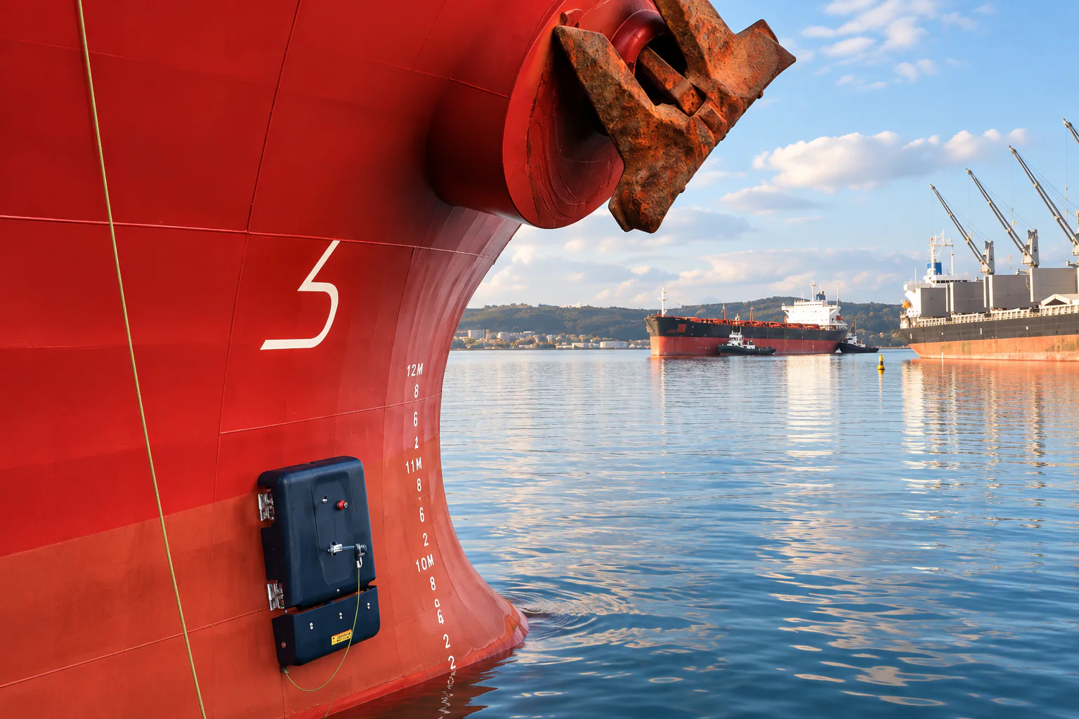 Robotic cleaning unit attached to the underwater hull of a ship
