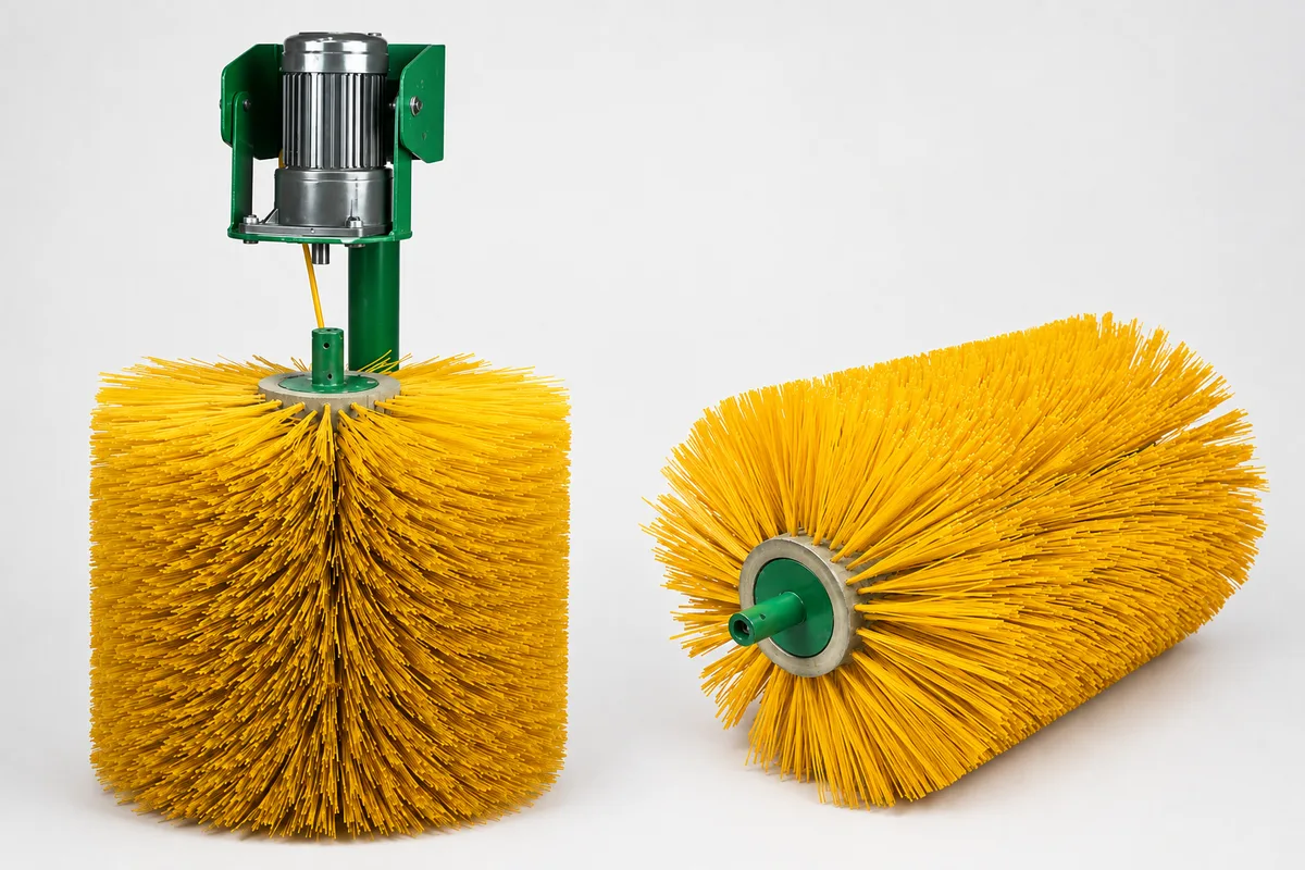 Automatic cow brush machine and separate replacement brush roller