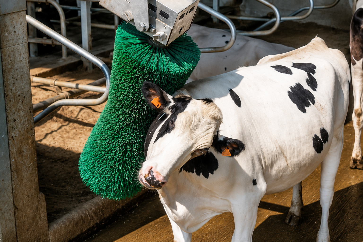 Cylinder roller brush for cow and livestock grooming equipment