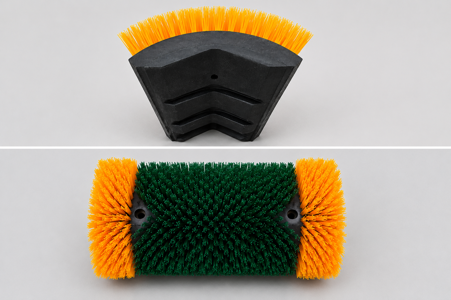 Close-up of a semi-circular livestock scratch brush