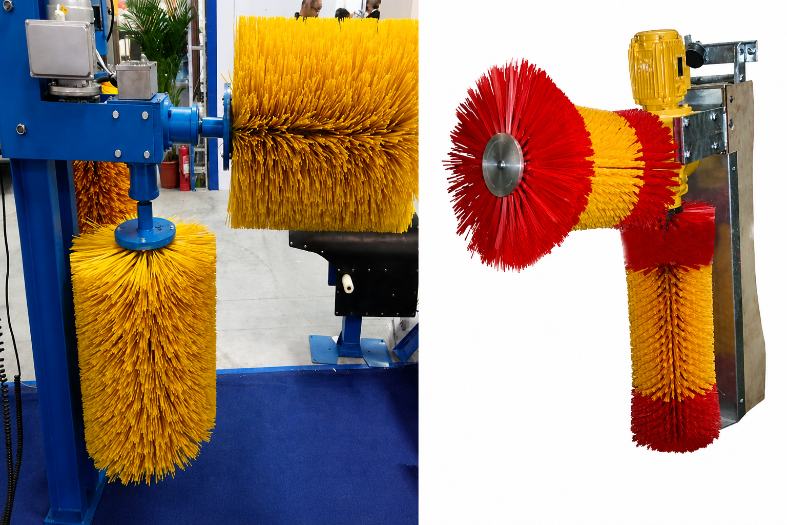 Two-head double cow brush machine for automated cattle grooming