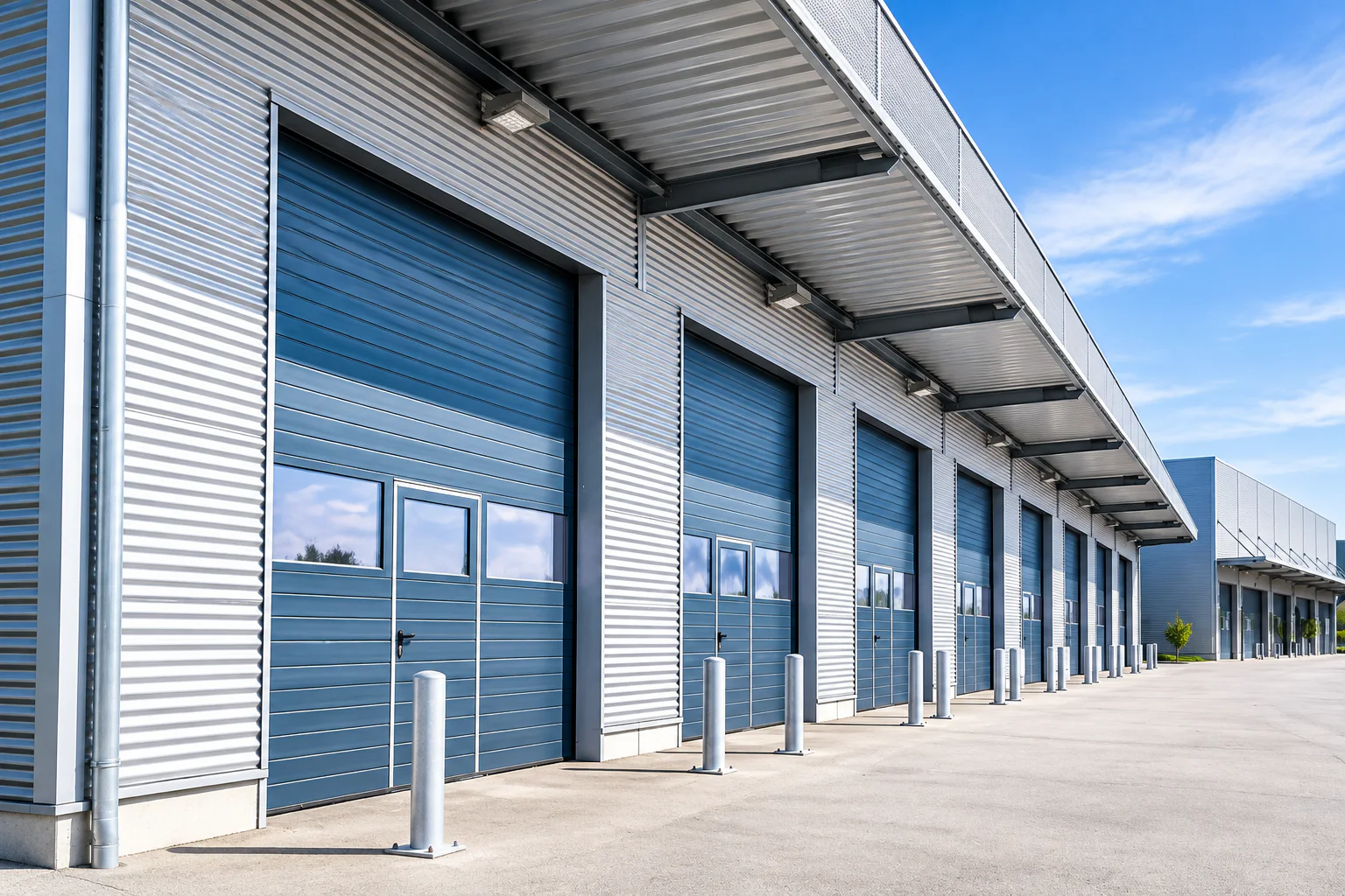 Industrial overhead doors at a warehouse