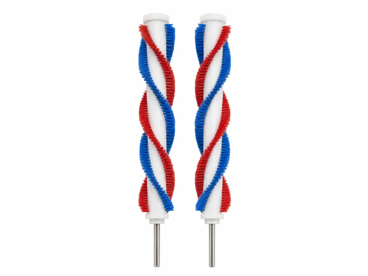 Food grade spiral strip roller brushes with red and blue synthetic filaments