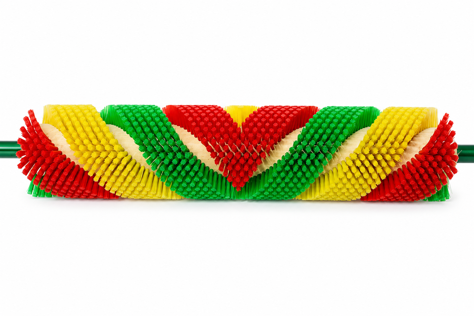 Fruit grading roller brushes arranged for food-processing equipment