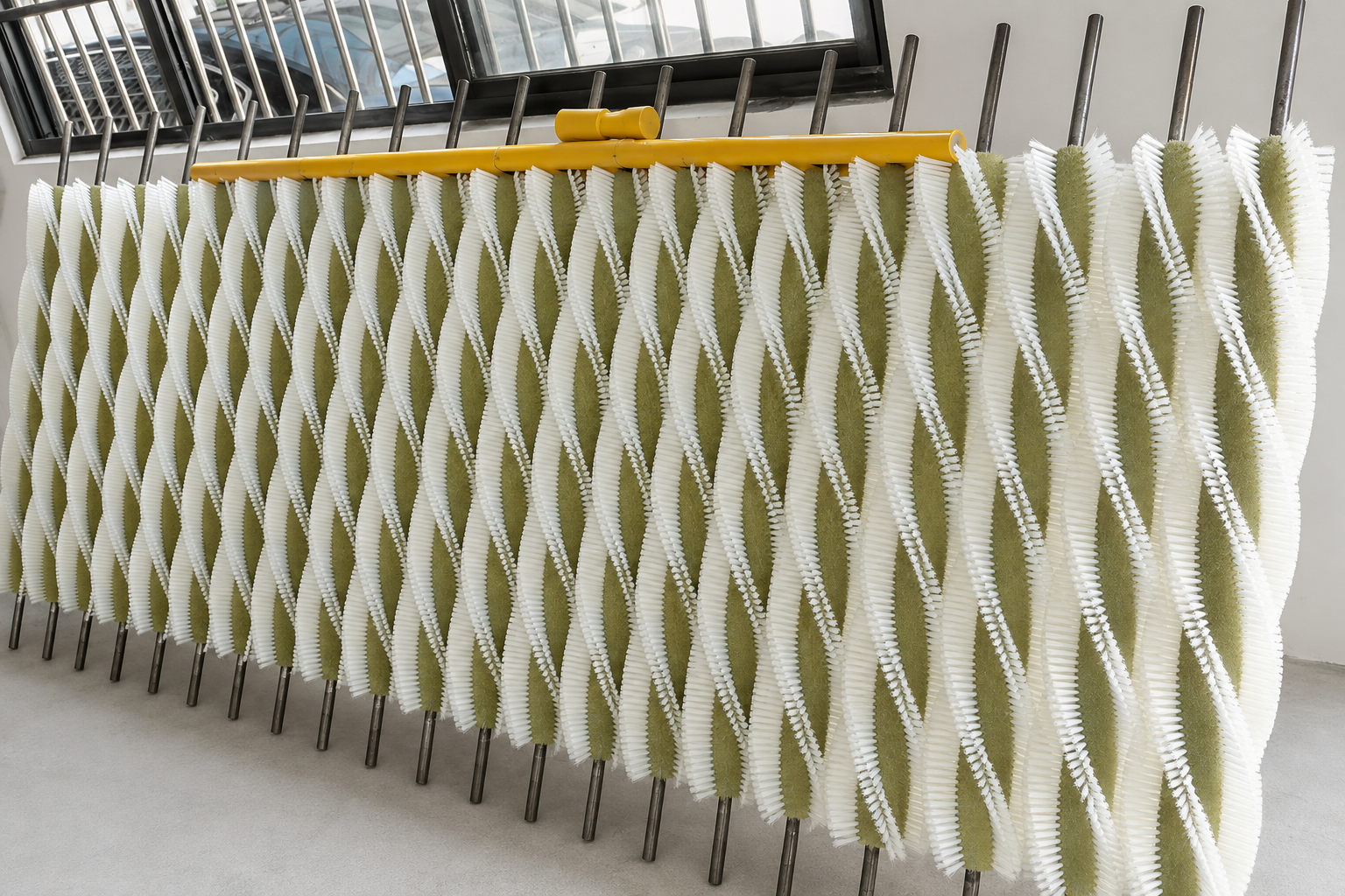 White nylon roller brushes for fruit and vegetable peeling equipment