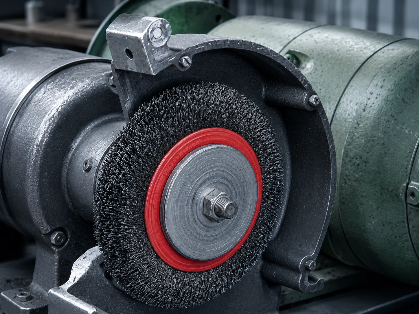 Wire wheel brush for welded and fabricated metal components