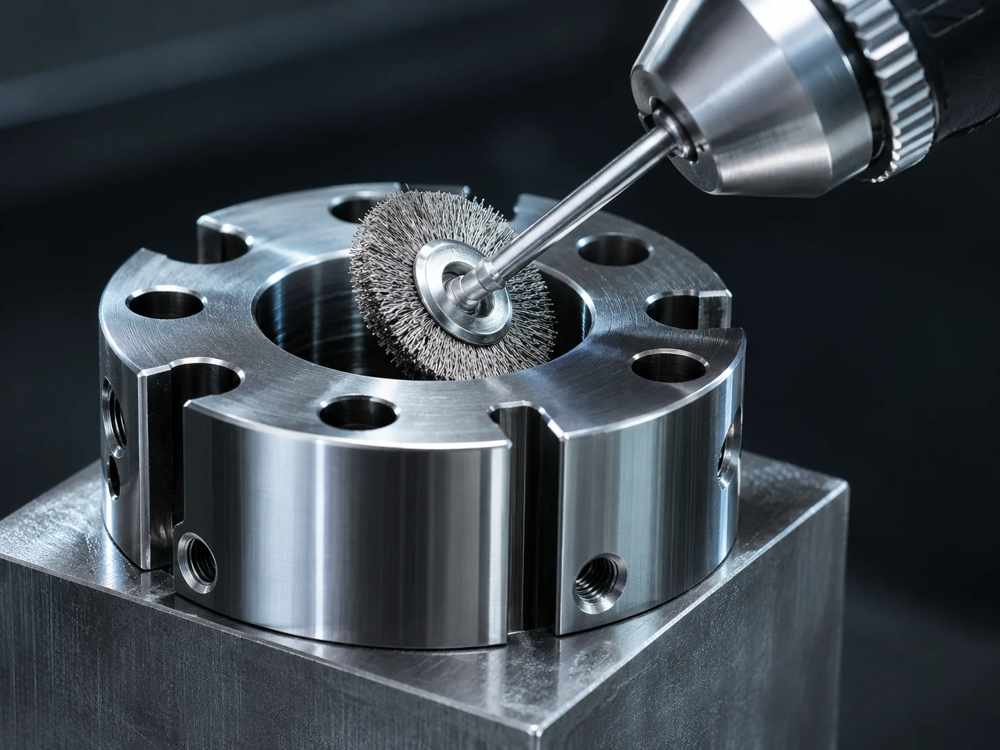 Wire wheel brush for rust, oxide, and mill-scale removal