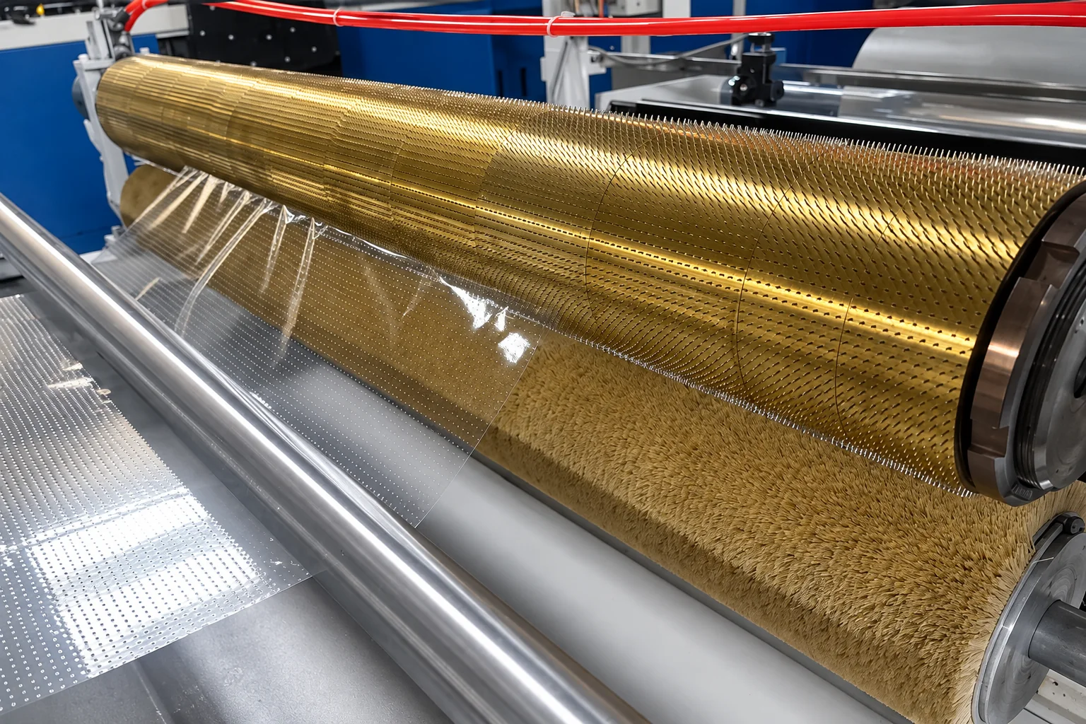 Needle perforating roller creating controlled micro-perforations in flexible packaging film