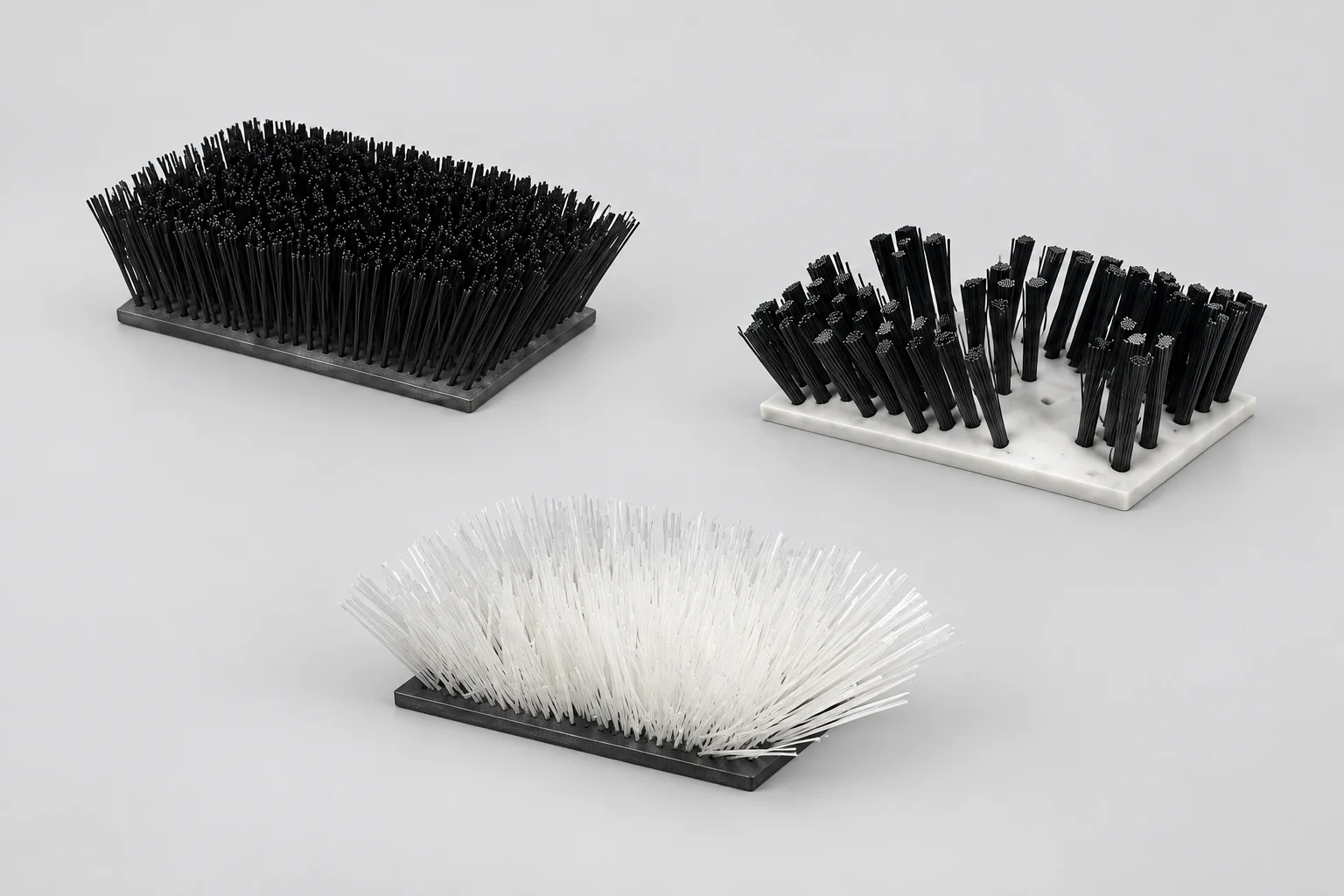 Rectangular block and paddle brush options for pipeline pig assemblies