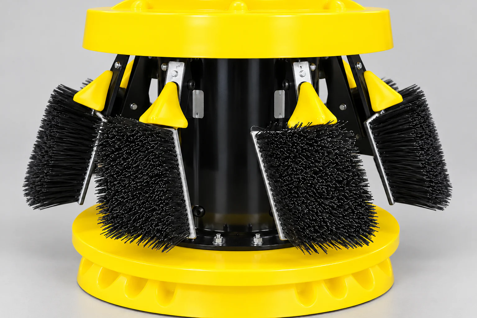 Segment and arc brush assemblies mounted around a pipeline cleaning pig