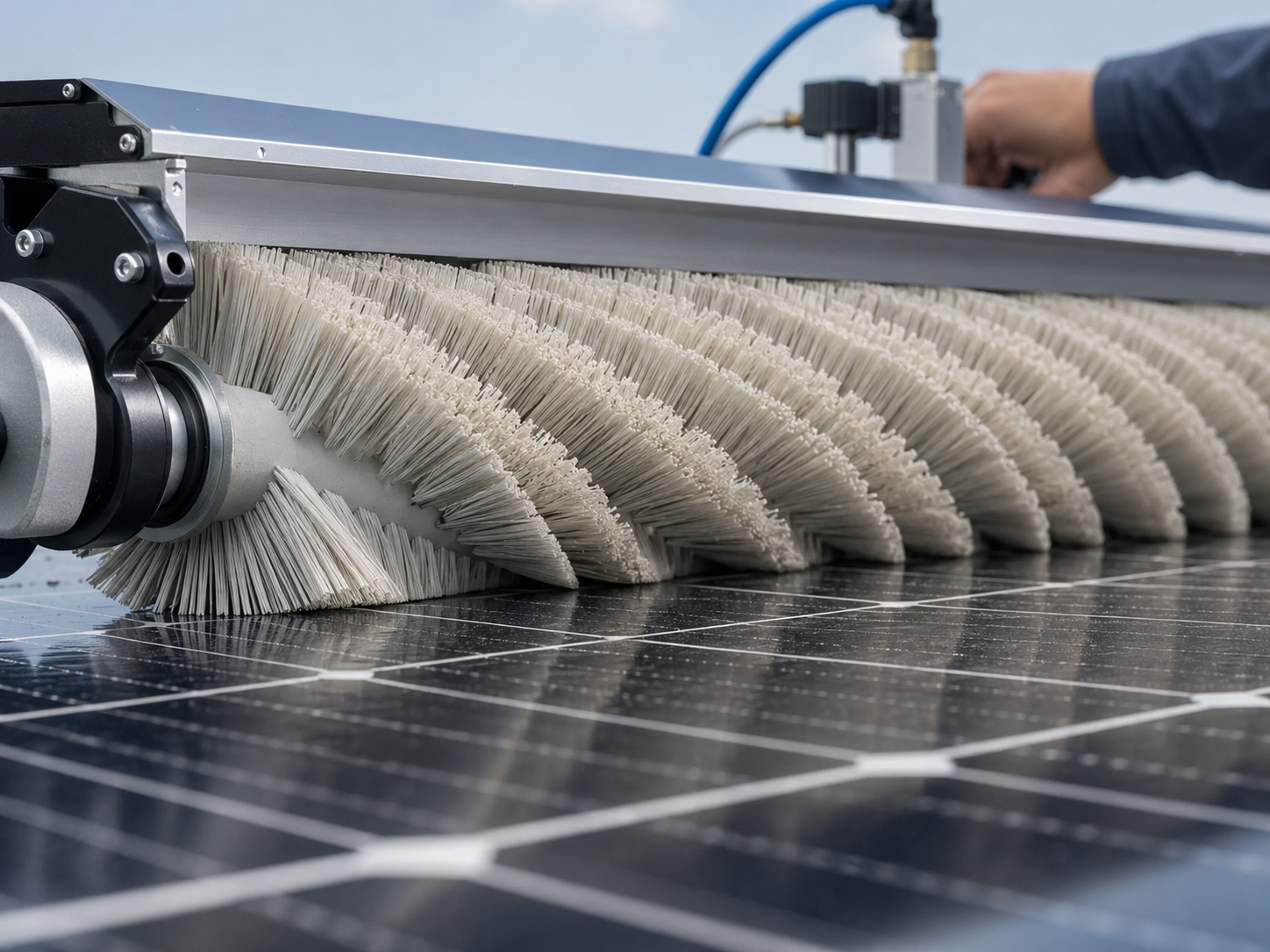 Solar cleaning spiral brush for stable replacement supply