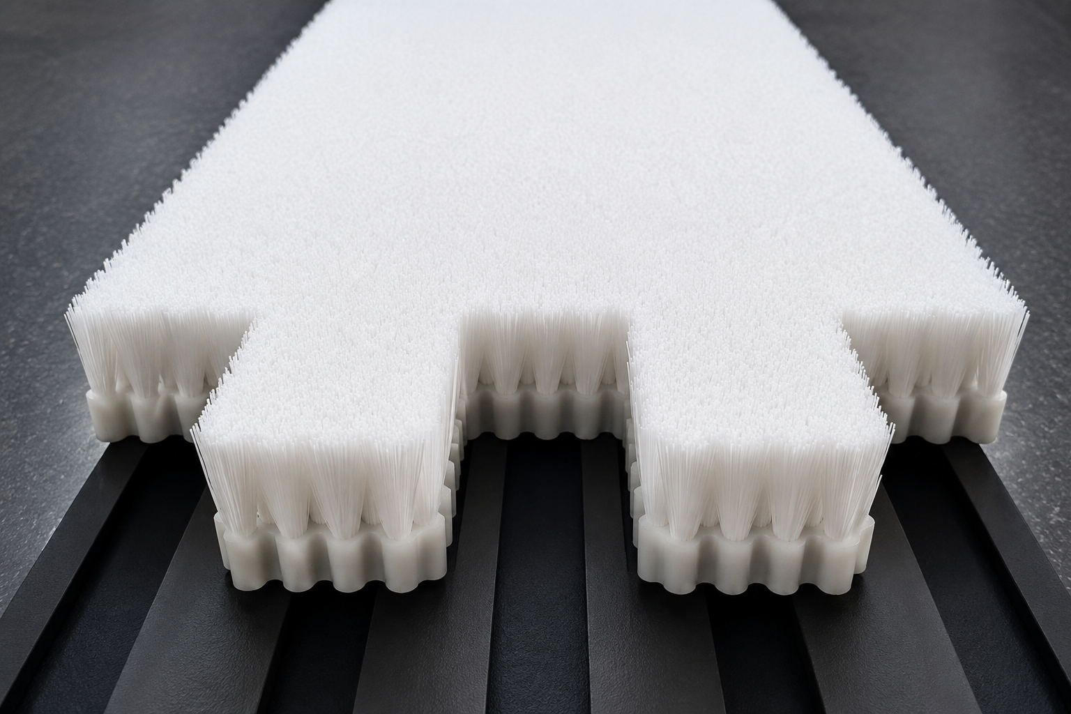 Toothed brush segments for velour needle loom installation