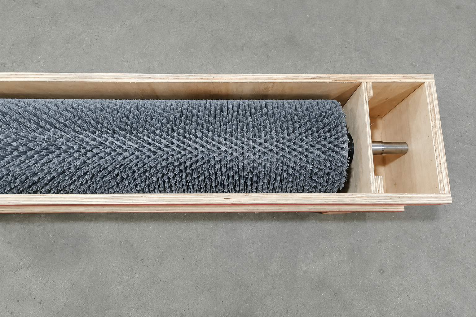 Custom woodworking machine brush prepared for secure packing