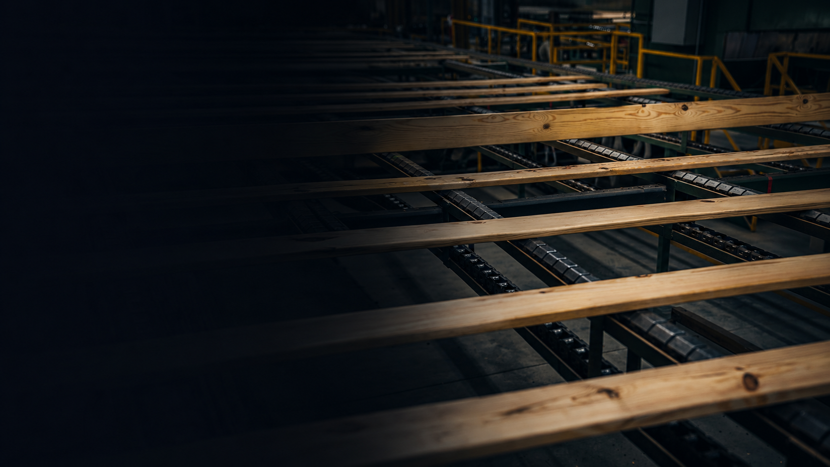 Woodworking factory line with industrial brush processing equipment