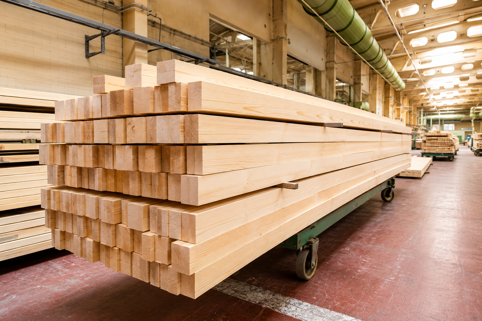 Woodworking factory line with custom industrial brush equipment