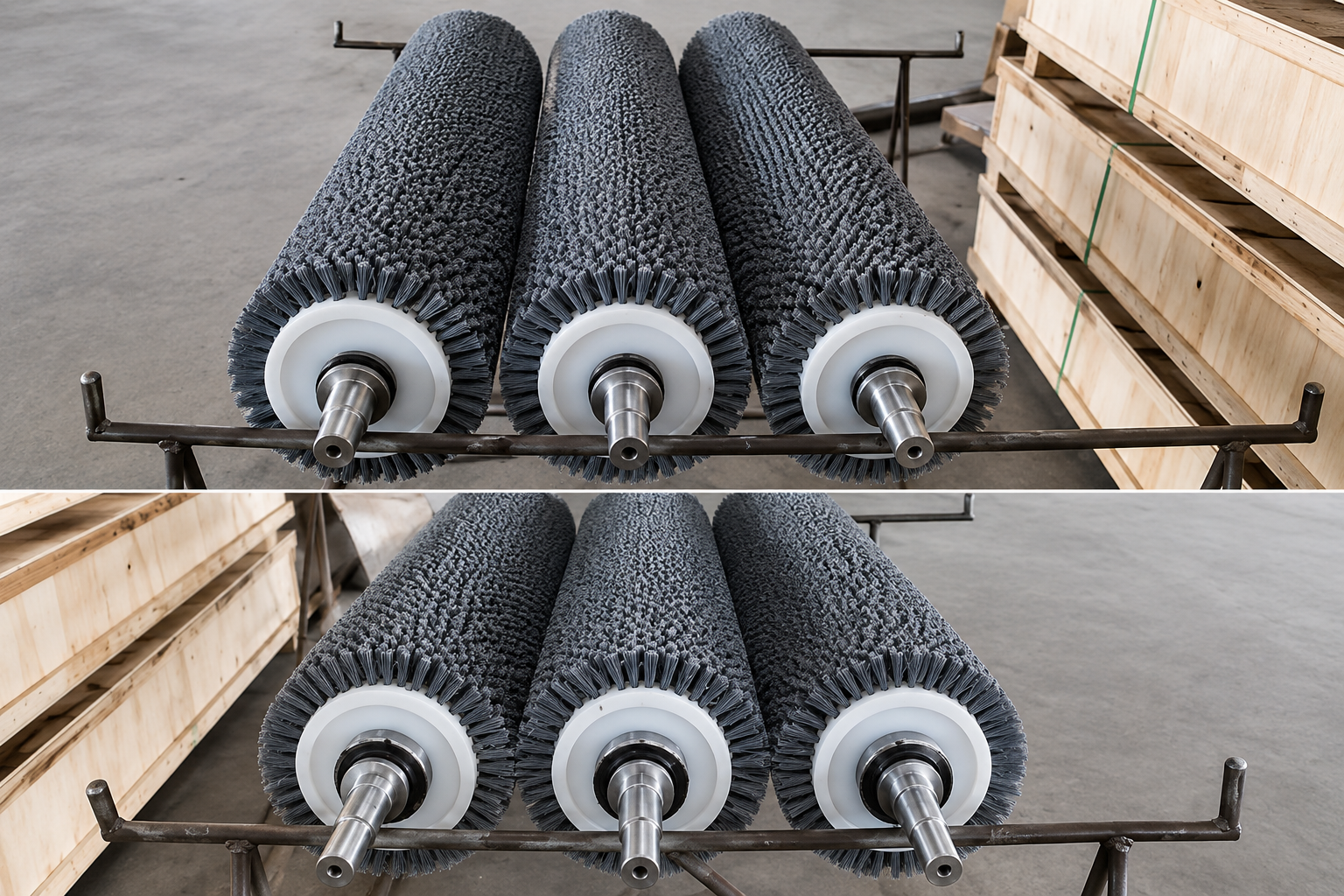 Abrasive nylon roller brush for woodworking brush sanding
