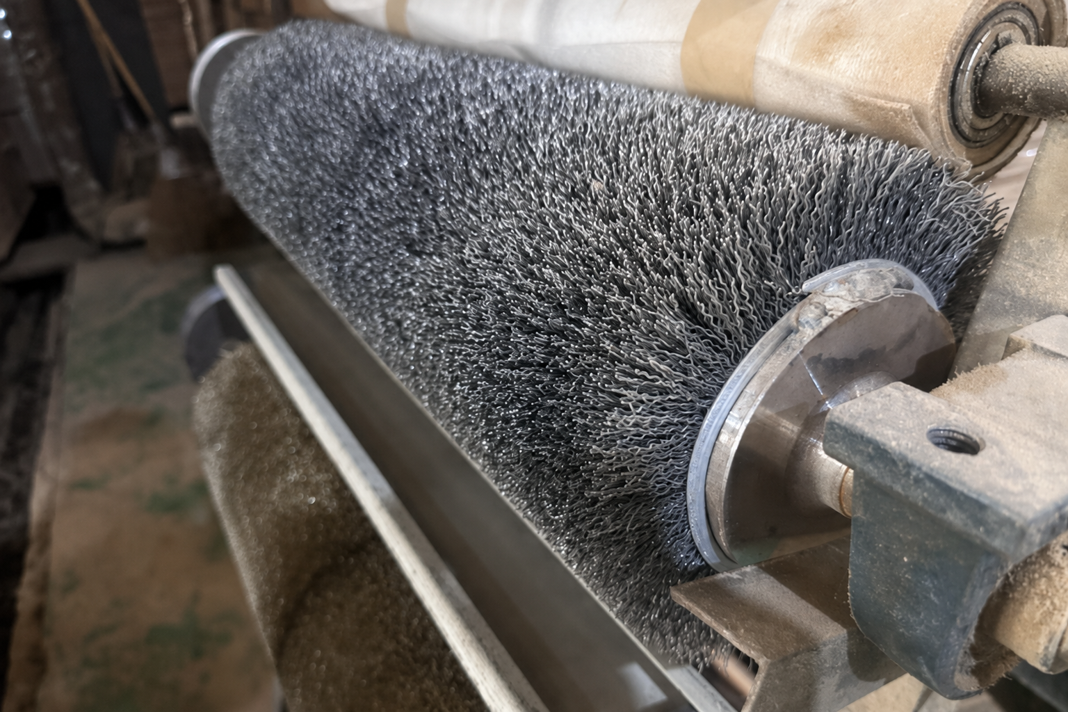 Custom roller brush for woodworking machine surface texturing