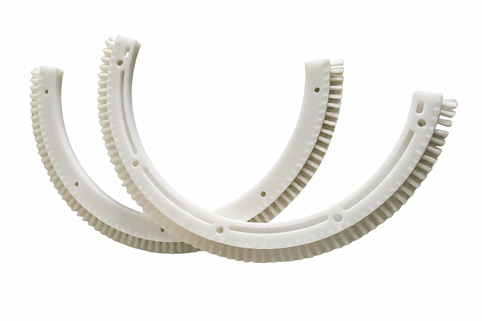 Tufted arc-shaped brush segments for auger flight applications