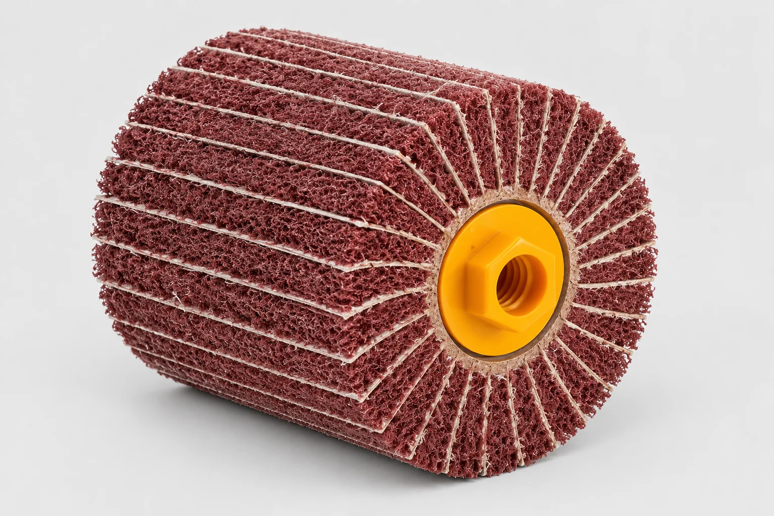 Interleaved non-woven abrasive flap roller