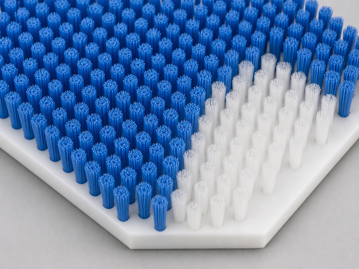 Specialty panel brush fill options for chemical resistance, temperature range, or compliance requirements