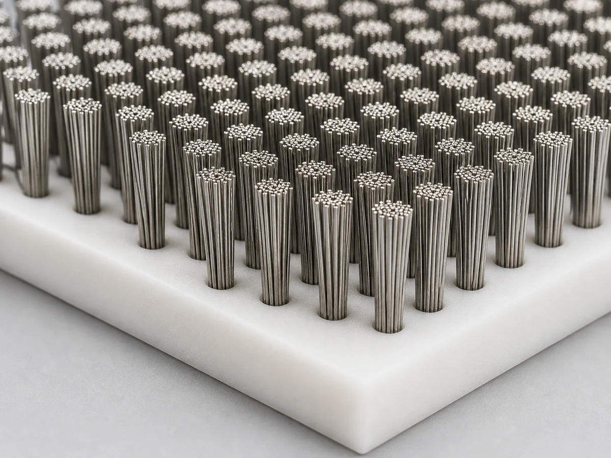 Wire fill panel brush for stronger cleaning and more aggressive contact action
