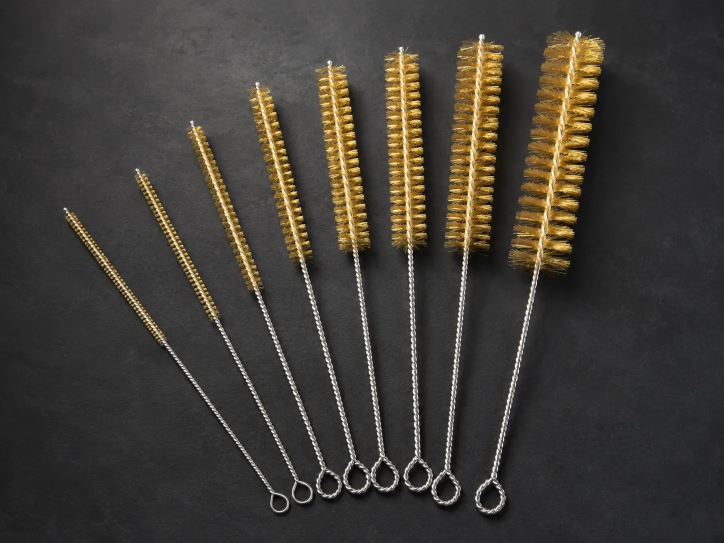 Brass wire pipe brushes for softer metal contact inside tubes