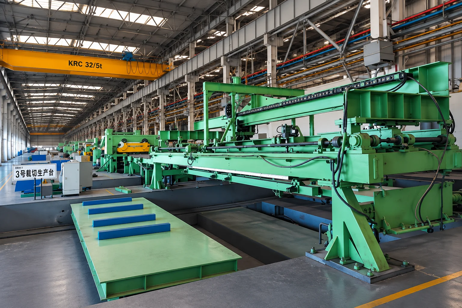 Green processing equipment inside an aluminum rolling mill in Shanghai