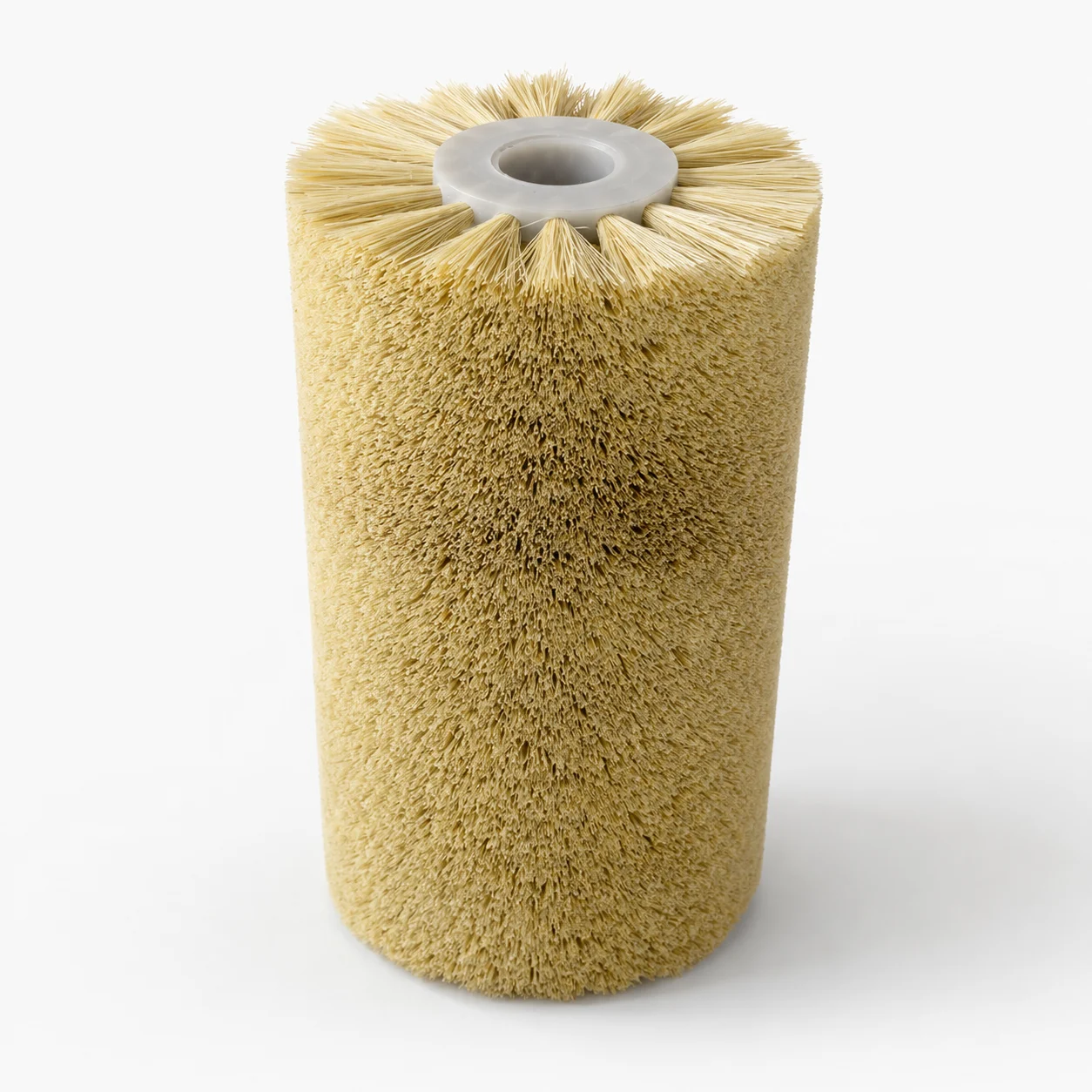 Tampico fiber cylinder brush for polishing and liquid retention