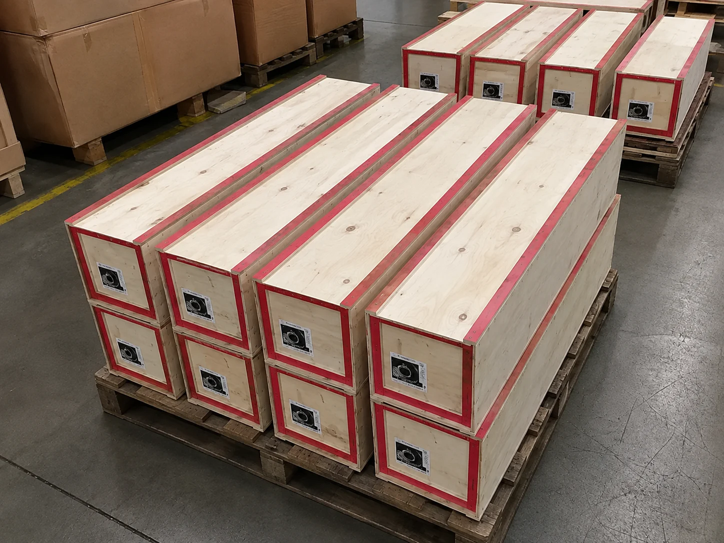 Industrial roller brush shipment prepared for delivery