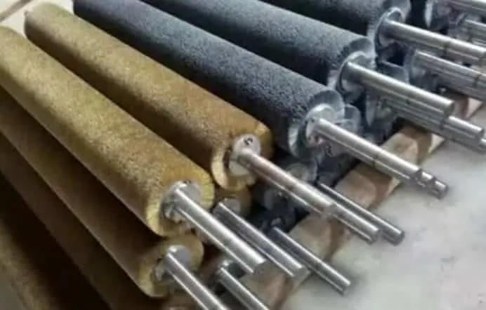 Complete custom shafted roller brush assembly for industrial process equipment