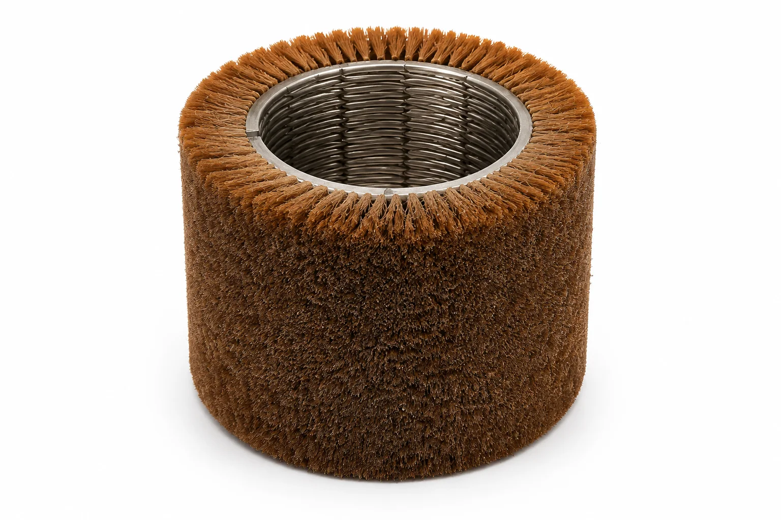 Tampico and natural fiber spiral brush for soft polishing and surface handling