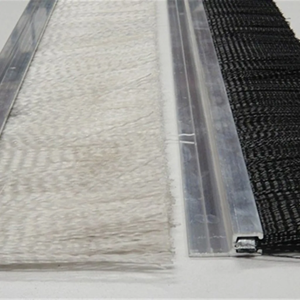 Strip brush with nylon fill in metal channel